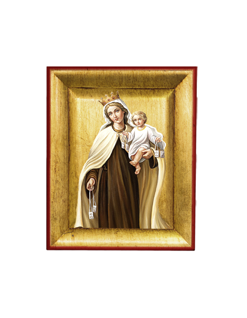 Quadretto Madonna del Carmine Icona con Foglia Oro