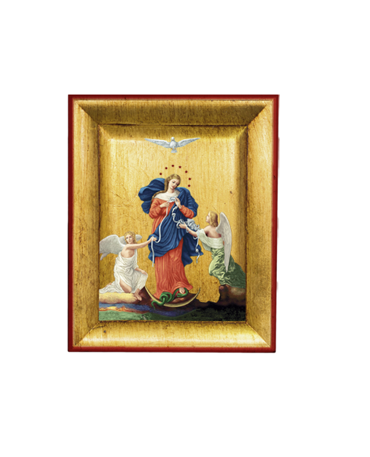 Quadretto Madonna che Scioglie i Nodi Icona con Foglia Oro