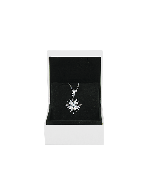 Collana con Crocetta Stella Di Betlemme in Argento e Zirconi con Astuccio