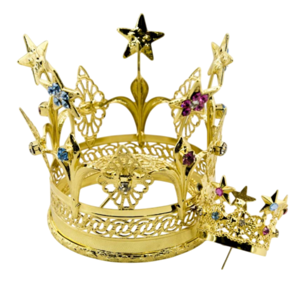 Corona Filigrana con Stelle e Strass in Ottone Finitura Dorata