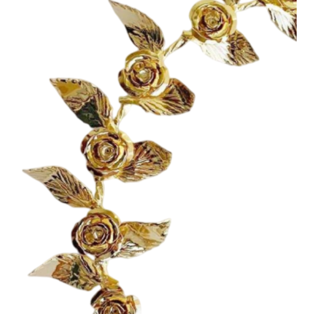 Aureola Rose e Foglie in Ottone Finitura Dorata