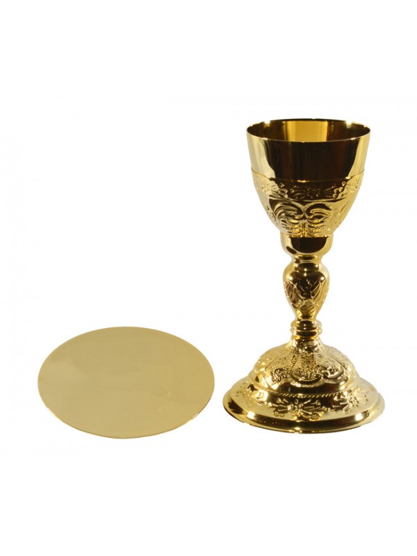 Calice e Patena in Ottone Dorato con Custodia