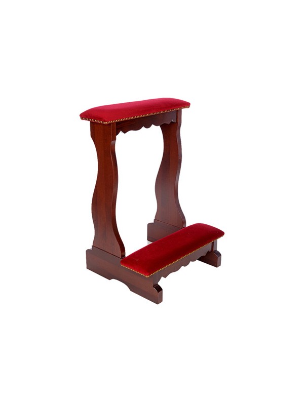 Inginocchiatoio Singolo in Legno e Rivestito di Rosso