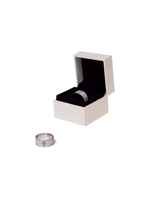Anello Padre Nostro in Argento Zircone Blu con Astuccio