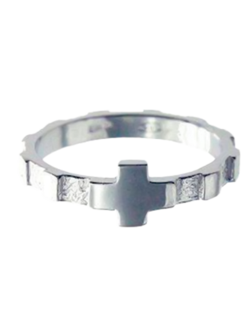 Anello Rosario con Croce in Argento con Astuccio