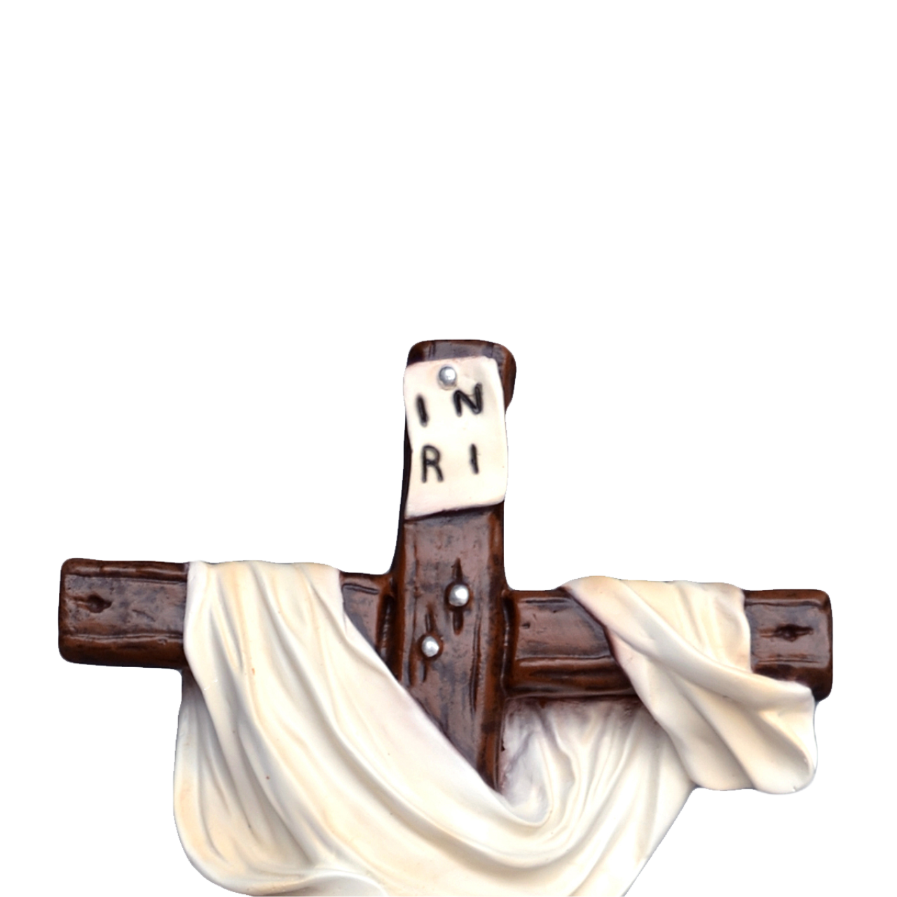 Statua Madonna Pietà 40 cm con Croce 60 cm in Resina