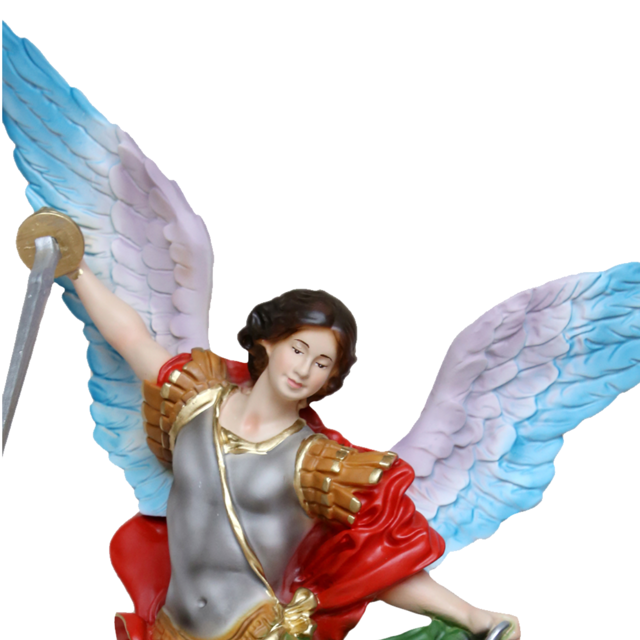 Statua San Michele Arcangelo 30 cm Ali Aperte 40 cm in Resina Piena
