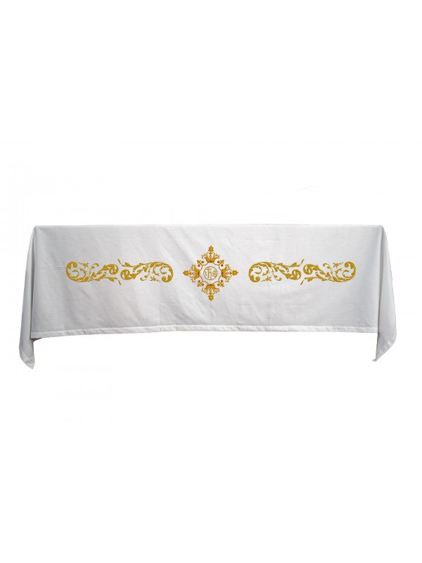 Tovaglia per Altare 160 x 300 Centimetri Ricamo Ricco IHS
