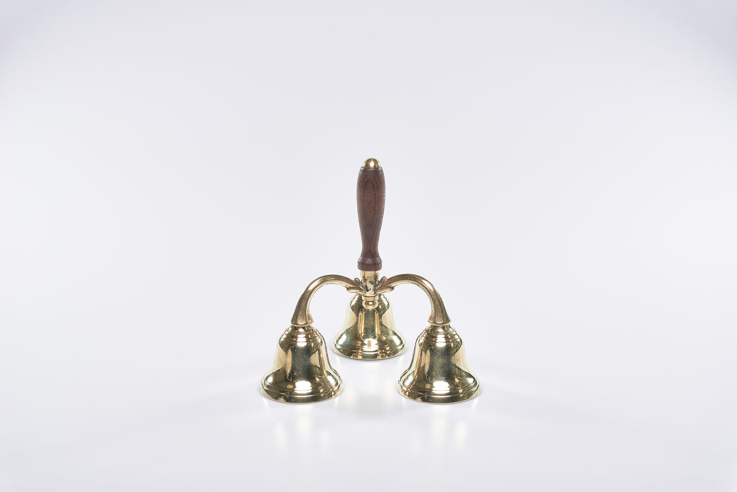 Campanello in Ottone a Tre Campane con Manico in Legno Altezza 16 Centimetri
