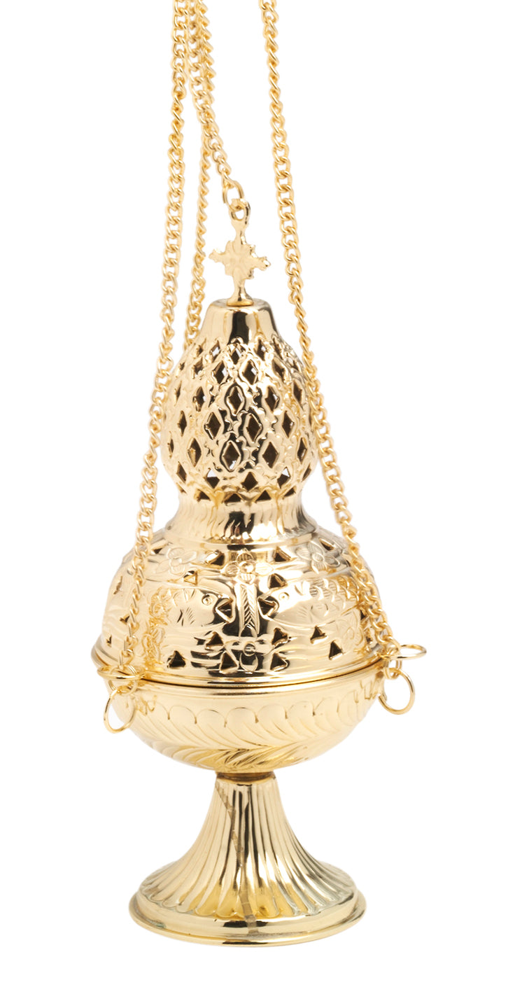 Turibolo in Ottone Dorato Lucido Altezza 26 cm