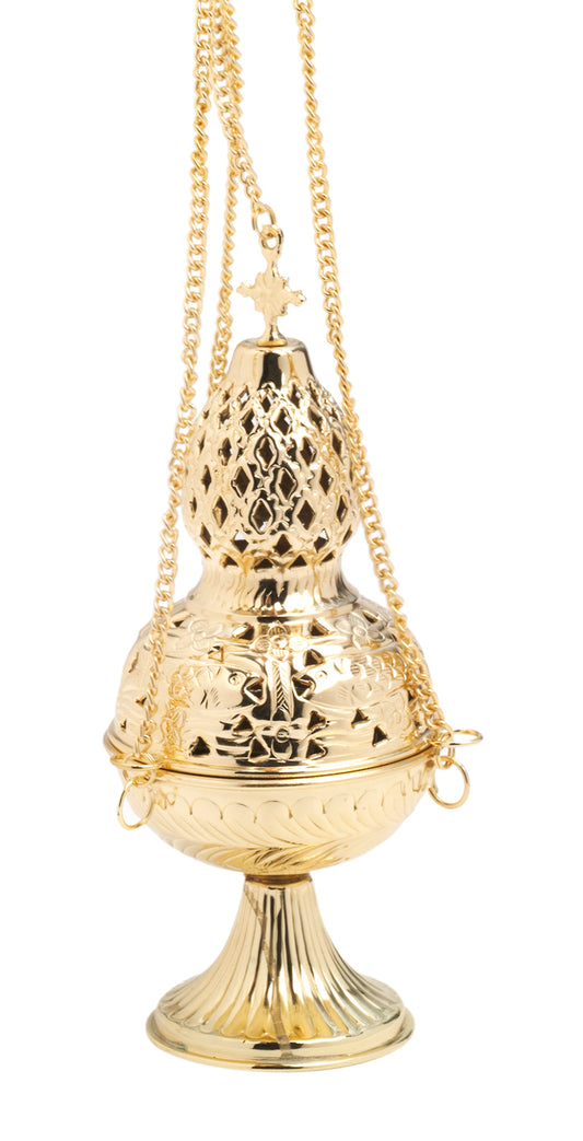 Turibolo in Ottone Dorato Lucido Altezza 26 cm