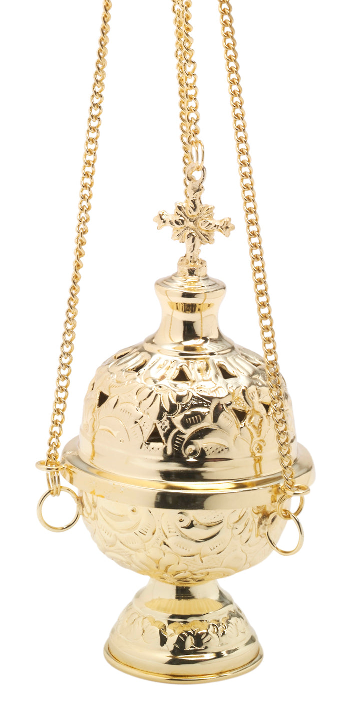 Turibolo in Ottone Dorato Lucido Altezza 18 cm