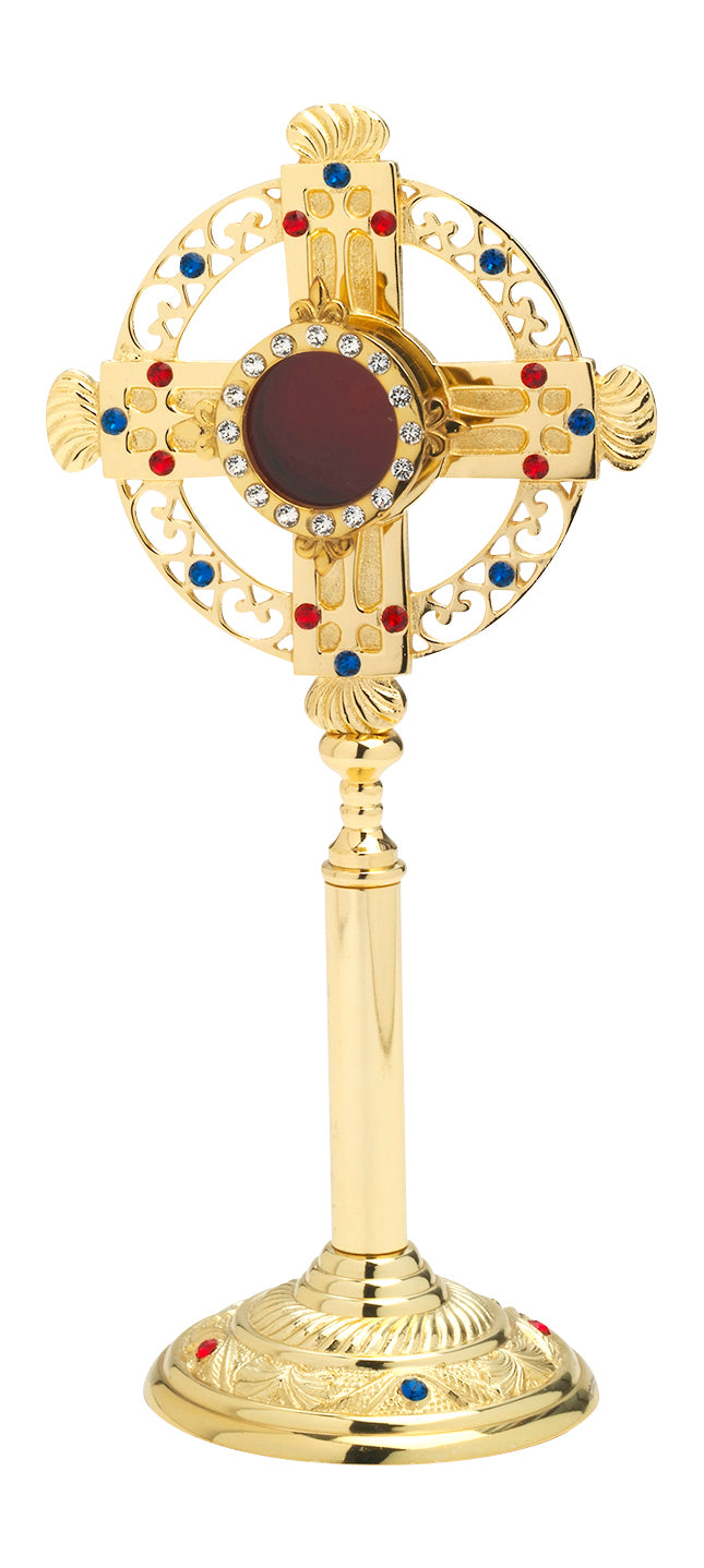 Reliquiario Dorato con Pietre da Appoggio Altezza 26 cm