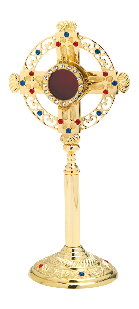 Reliquiario Dorato con Pietre da Appoggio Altezza 26 cm