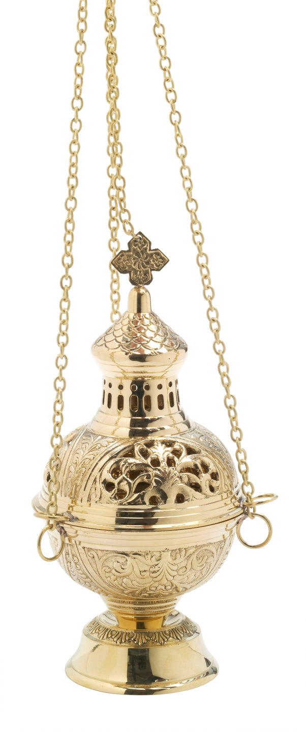 Turibolo in Ottone Dorato Lucido Altezza 28 cm
