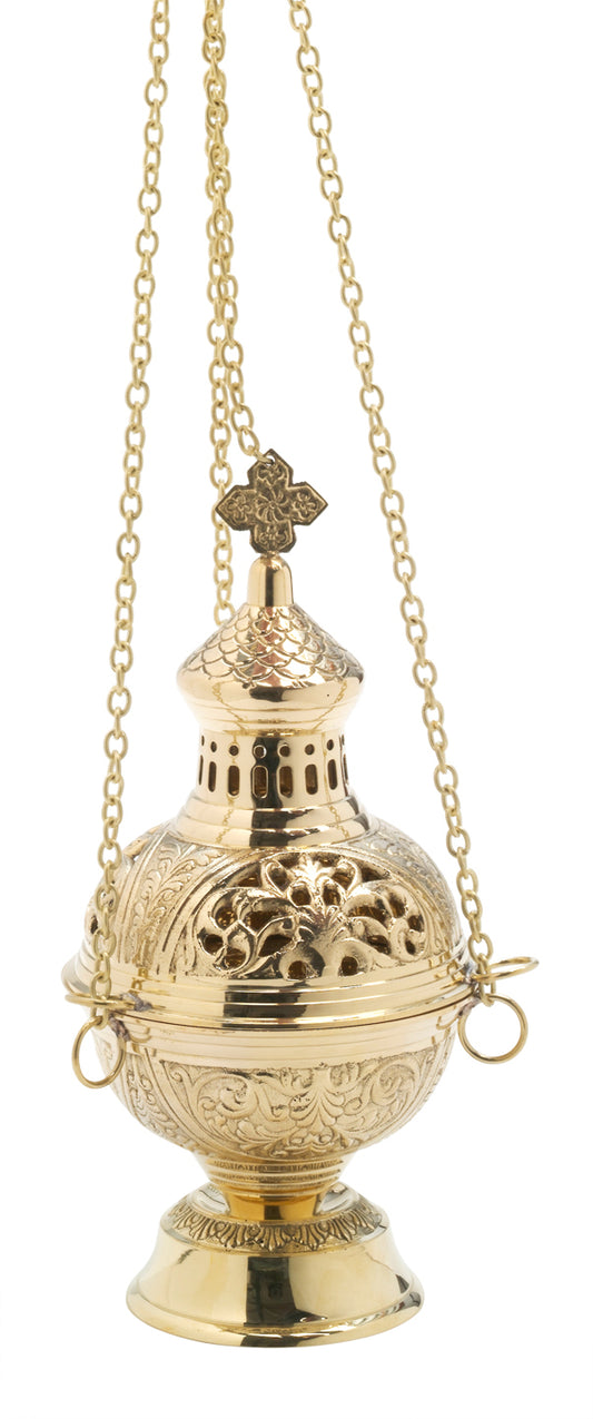 Turibolo in Ottone Dorato Lucido Altezza 28 cm