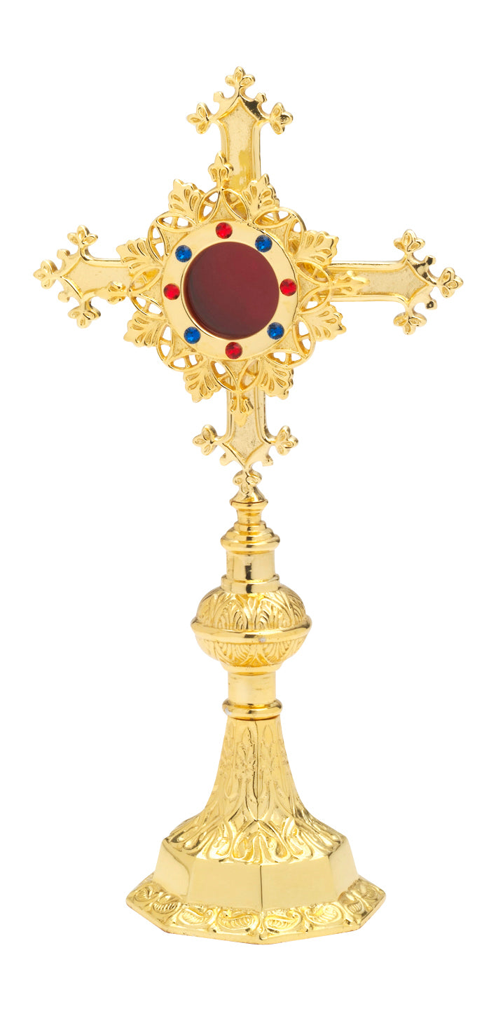 Reliquiario Dorato con Pietre da Appoggio Altezza 27 cm
