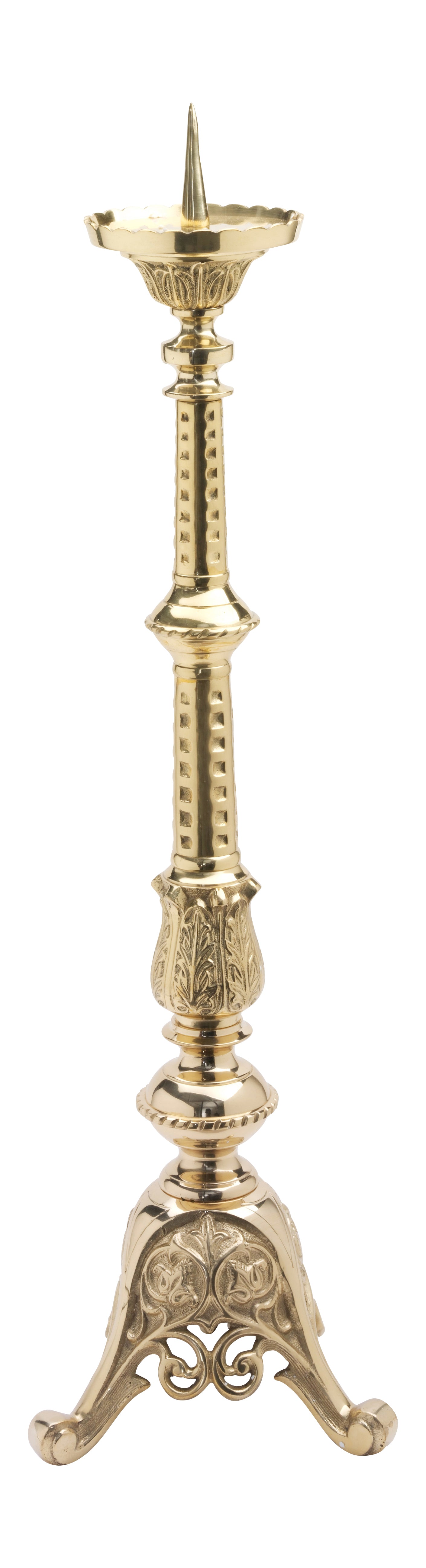 Candeliere da Altare in Ottone Dorato Altezza 62 cm