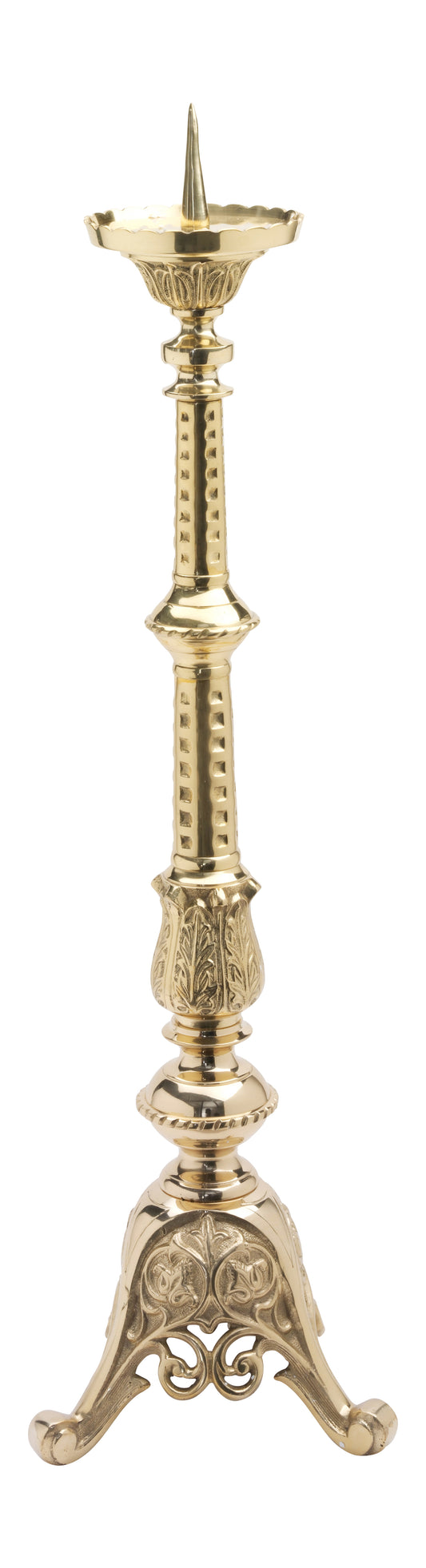 Candeliere da Altare in Ottone Dorato Altezza 62 cm