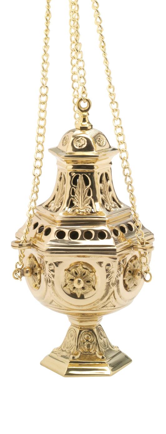 Turibolo in Ottone Dorato Lucido Altezza 27 cm