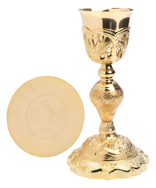 Calice in Ottone Dorato Altezza 26 cm