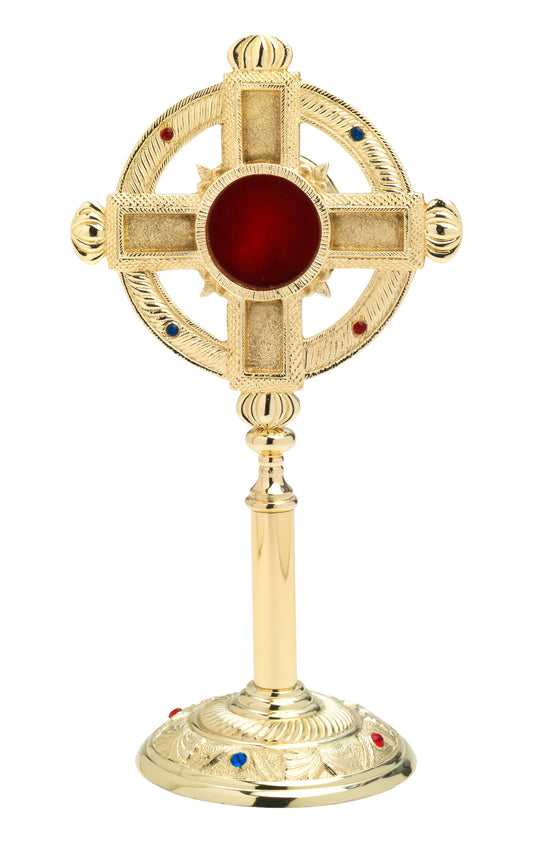 Reliquiario Dorato con Pietre da Appoggio Altezza 32 cm