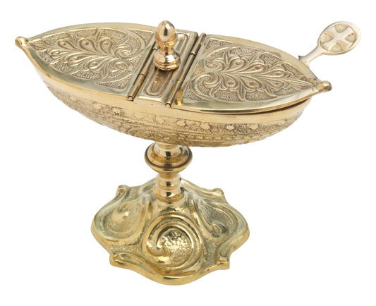 Navetta Classica in Ottone Dorato Altezza 14 cm