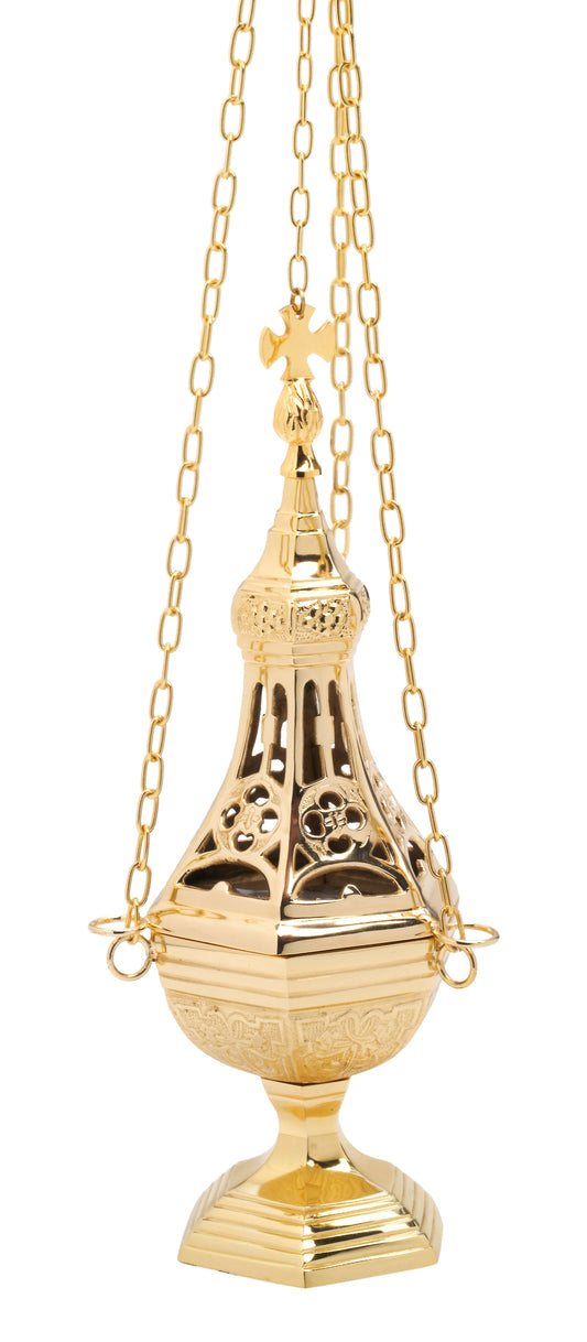 Turibolo in Ottone Dorato Lucido Altezza 31 cm