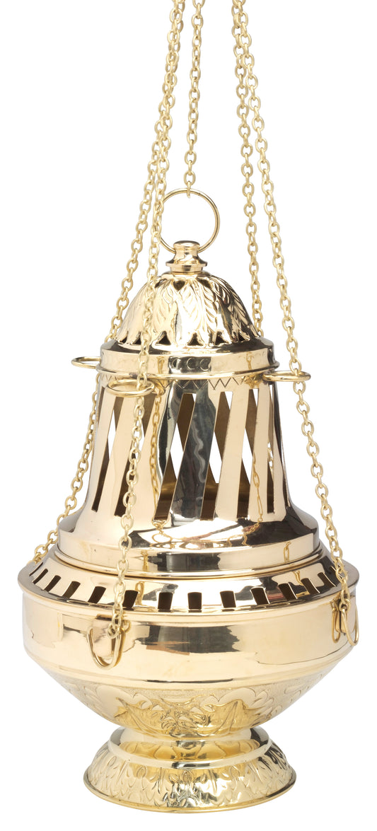Turibolo Gigante in Ottone Dorato Lucido Altezza 33 cm