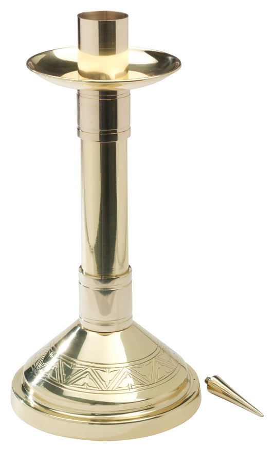 Candeliere da Altare in Ottone Dorato Altezza 33 cm