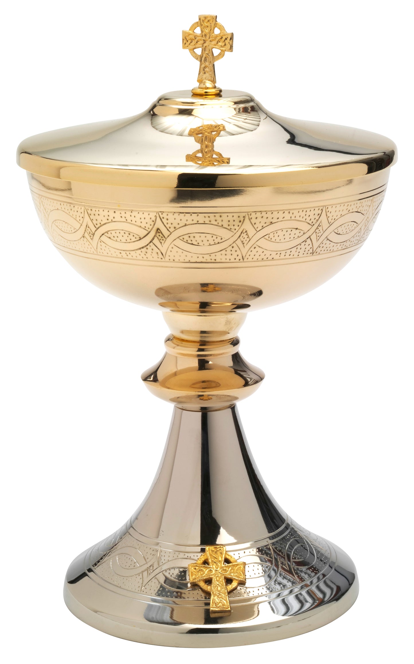 Pisside in Ottone Dorato Bicolore Altezza 23 cm