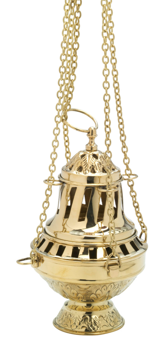 Turibolo in Ottone Dorato Lucido Altezza 24 cm