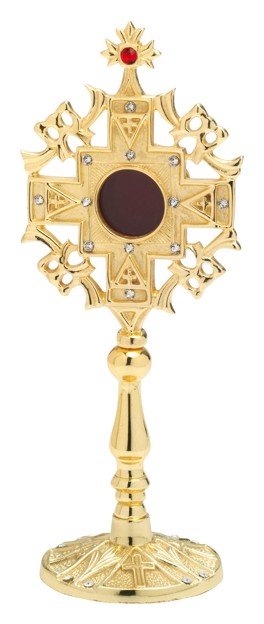 Reliquiario Dorato con Pietre da Appoggio Altezza 24 cm