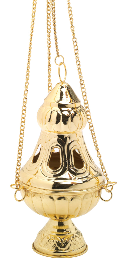 Turibolo in Ottone Dorato Lucido Altezza 24 cm
