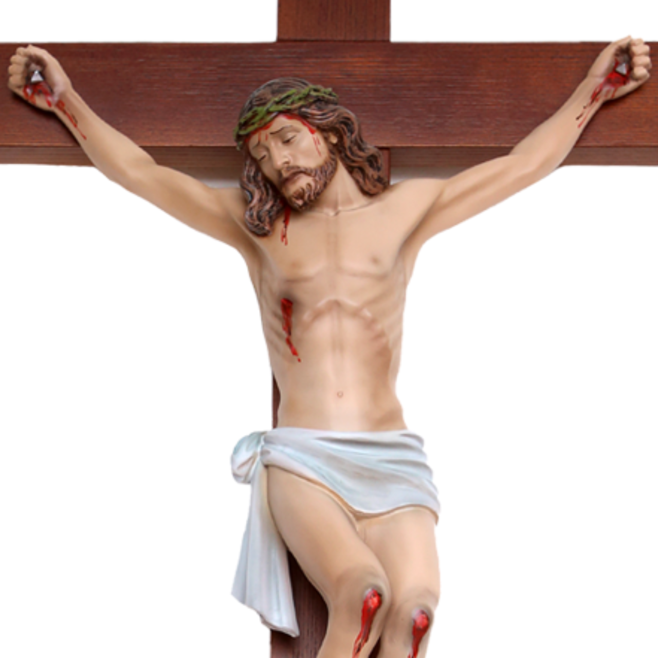 Crocifisso Croce in Legno 100 x 55 con Cristo 51 cm da Appendere in Resina