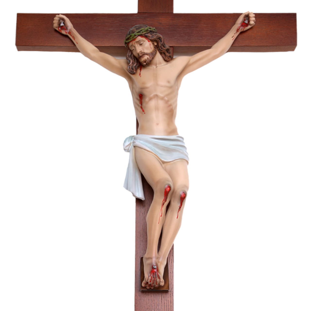 Crocifisso Croce in Legno 100 x 55 con Cristo 51 cm da Appendere in Resina