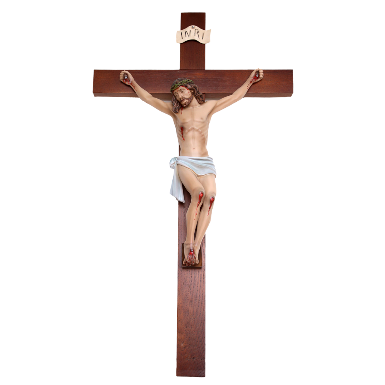 Crocifisso Croce in Legno 100 x 55 con Cristo 51 cm da Appendere in Resina