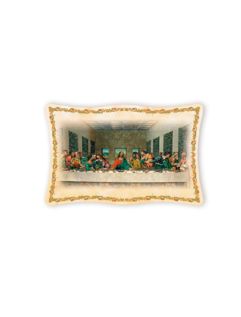 Quadro da Parete Sagomato con Immagine Ultima Cena Effetto Lucido Cornice e Decoro a Rilievo 25x40 cm