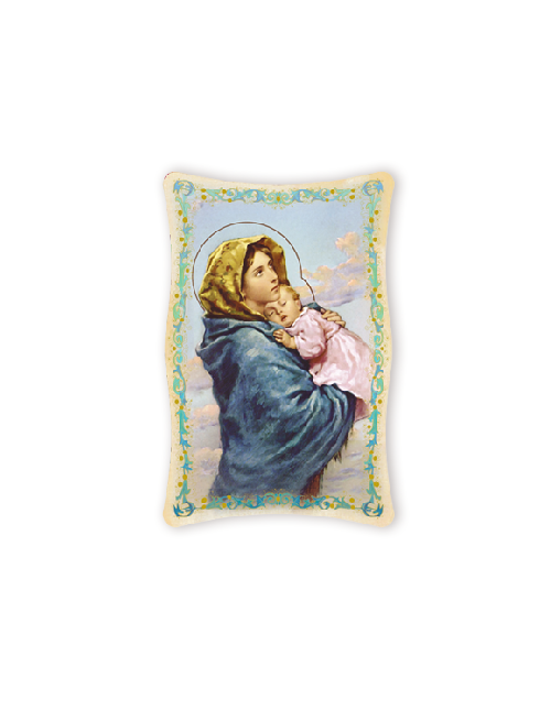 Quadro da Parete Sagomato con Immagine Madonna con Bambino Effetto Lucido Cornice e Decoro a Rilievo 25x40 cm