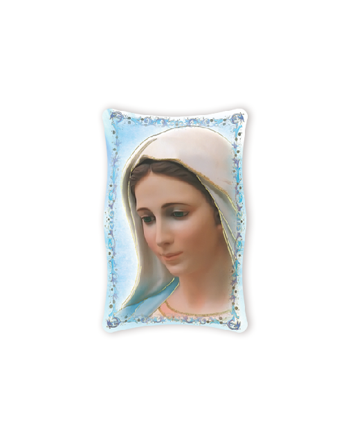Quadro da Parete Sagomato con Immagine Madonna Immacolata Effetto Lucido Cornice e Decoro a Rilievo 25x40 cm