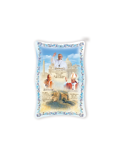Quadro da Parete Sagomato con Immagine Papa Francesco Papa Giovanni XXIII e Papa Giovanni Paolo II Effetto Lucido Cornice e Decoro a Rilievo 25x40 cm