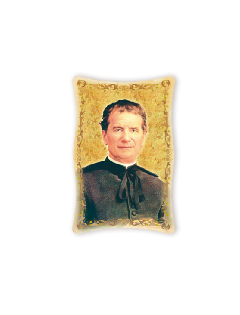 Quadro da Parete Sagomato con Immagine San Giovanni Bosco Effetto Lucido Cornice e Decoro a Rilievo 25x40 cm