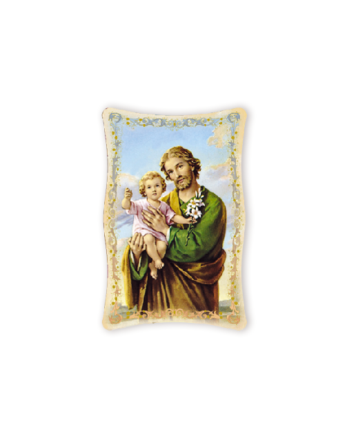 Quadro da Parete Sagomato con Immagine San Giuseppe Effetto Lucido Cornice e Decoro a Rilievo 25x40 cm