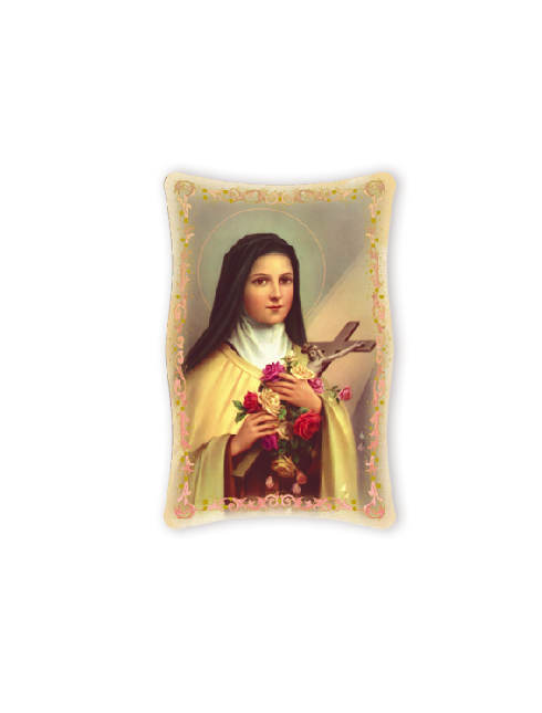 Quadro da Parete Sagomato con Immagine Santa Teresa Effetto Lucido Cornice e Decoro a Rilievo 25x40 cm