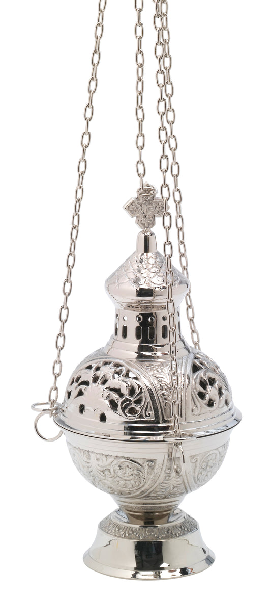 Turibolo in Ottone Argentato Lucido Altezza 28 cm
