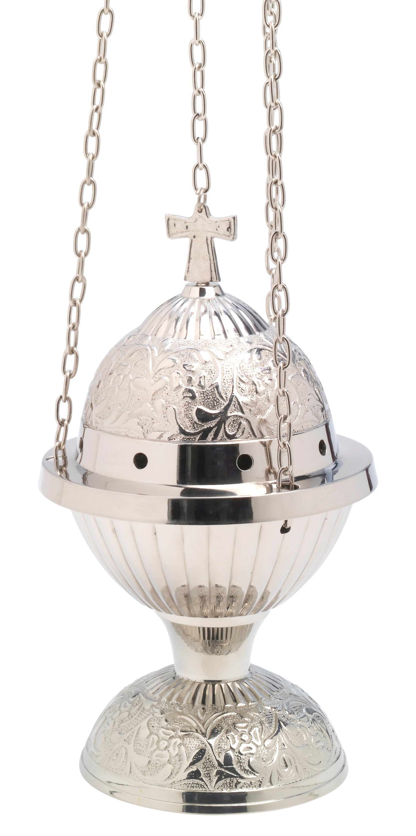 Turibolo in Ottone Argentato Lucido Altezza 24 cm
