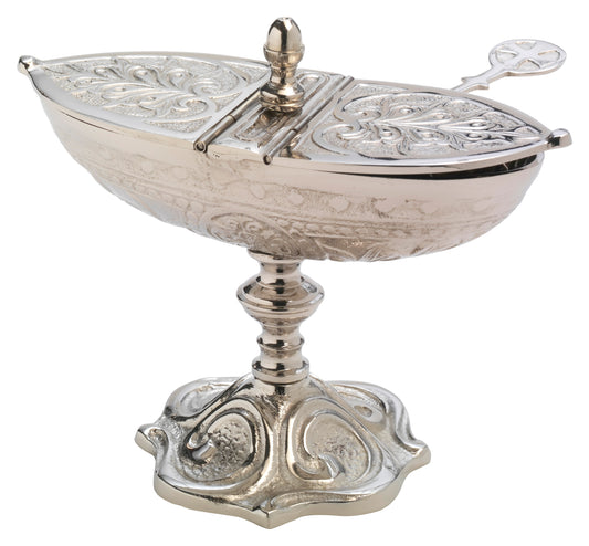 Navetta Classica in Ottone Argentato Altezza 14 cm