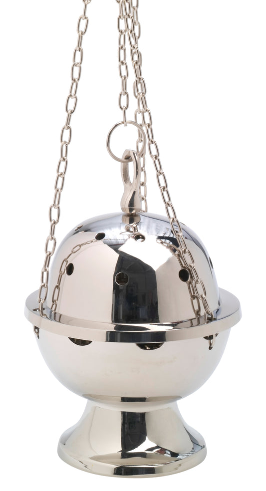 Turibolo in Ottone Argentato Lucido Altezza 23 cm