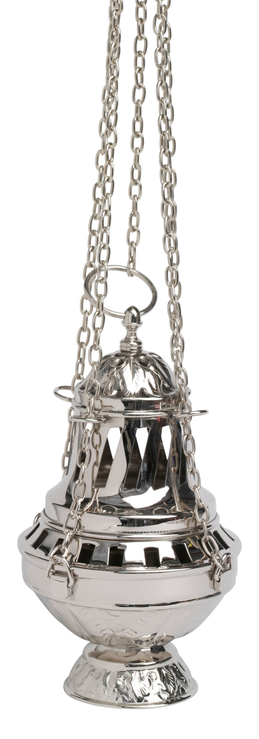 Turibolo in Ottone Argentato Lucido Altezza 24 cm
