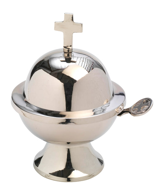 Navetta Classica con Croce in Ottone Argentato Altezza 13 cm